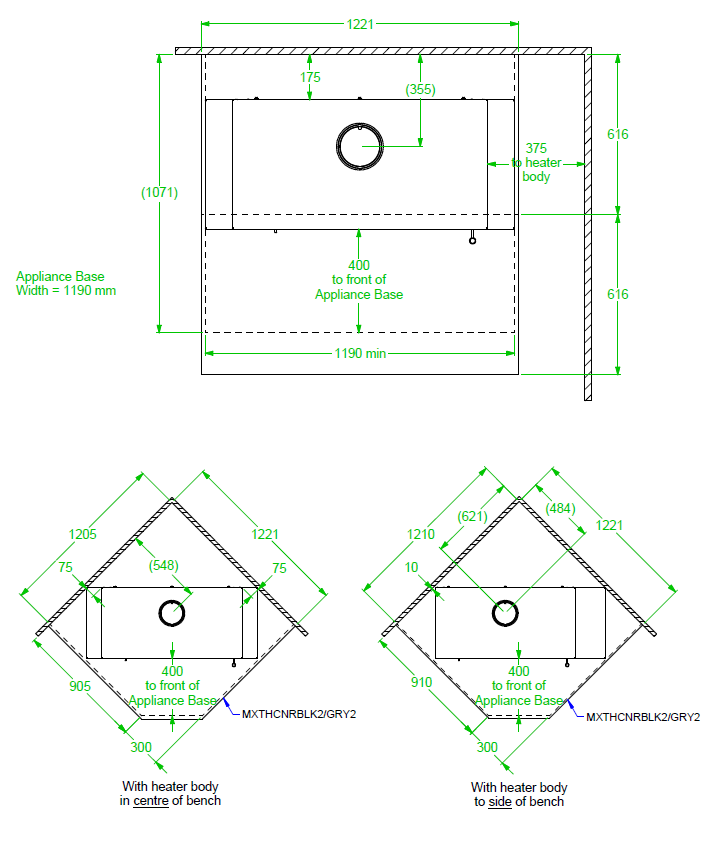 Barbeques Galore Norseman Aura Wood Heater Clearance Diagrams